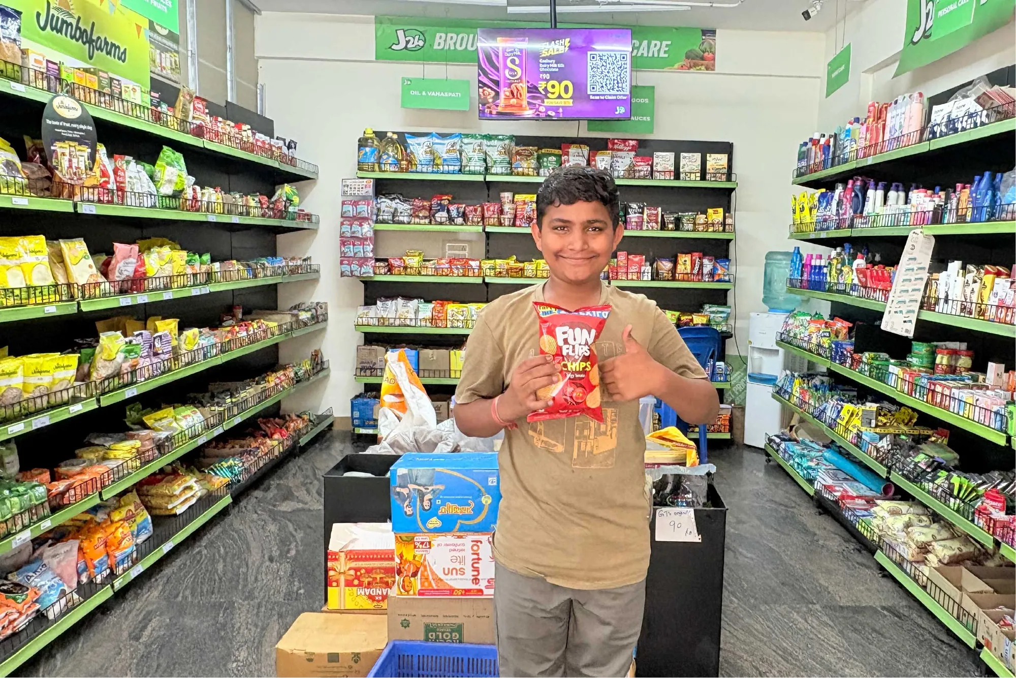 A boy in the store
